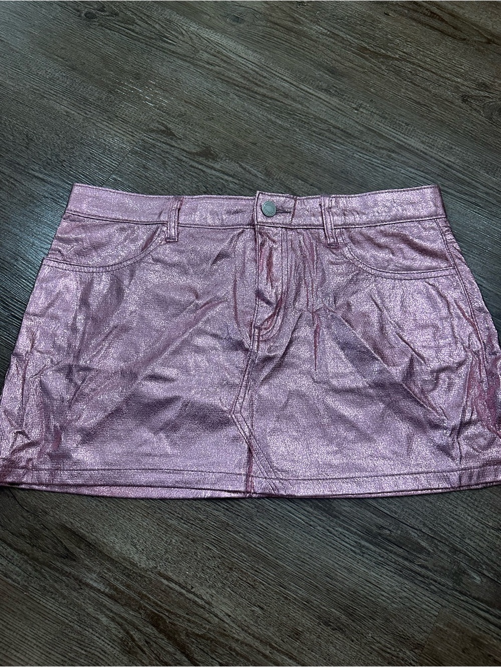 Shimmery Pink Metallic Mini Skirt